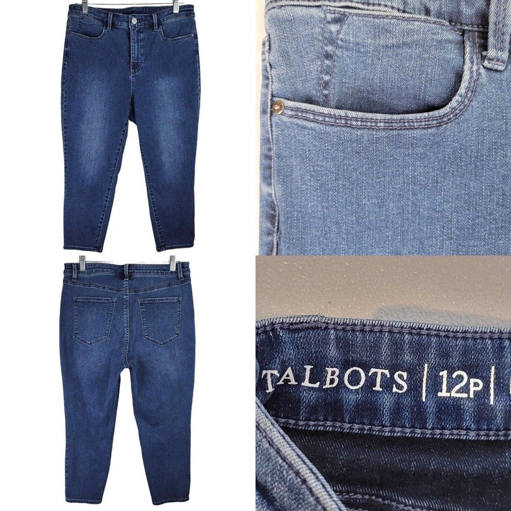 Talbots Jeans Women's Size 12P High-Rise Jegging Crop Medium Wash Stretch Denim